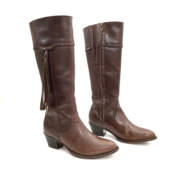 Ariat Shoes - Ariat Brown Leather Tall Cowboy Boots w/ Tassels